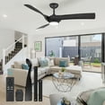 thumbnail image 6 of 52" Black Ceiling Fan with Lights Remote Control 3CCT Dimmable 7 Speeds Reversible Noiseless Modern Dc Motor Ceiling Fan for Kitchen, Living Room, Farmhouse, Patios, Outdoor Indoor, 6 of 8