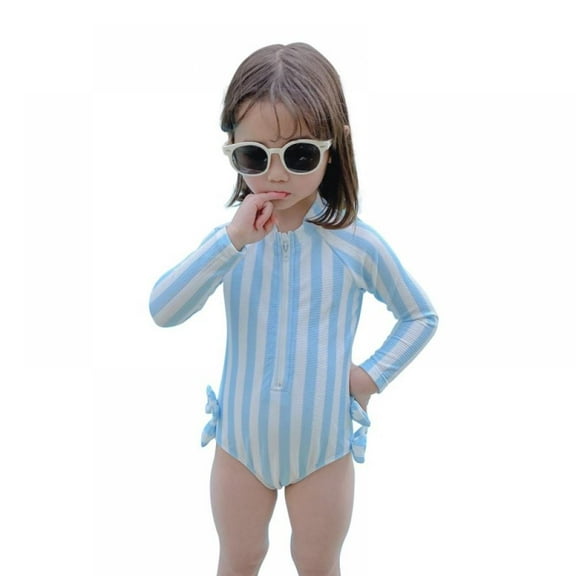 Uccdo Girls Long Sleeve Rash Guards One-Piece Swimsuit Zipper Bathing Suit 2-10Y