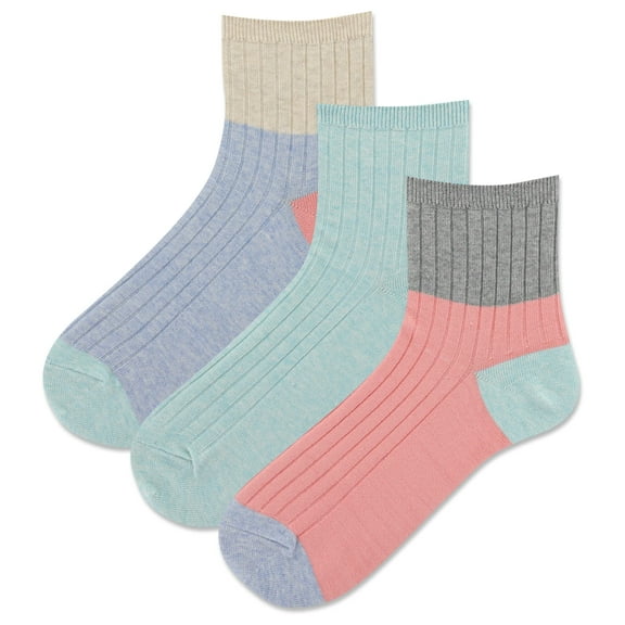 Hot Sox Women's Cute Conversation Starter Ankle Socks-1 Cool & Fun Fashion Novelty Gifts, Assorted Chambray Colorblock (3 Pairs), 4-10