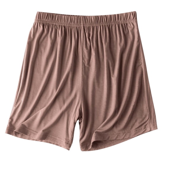 Moxiu Women's Plus Size Modal Pajama Shorts, Soft Knee Length Lounge Sleep Shorts, Elastic Waist Comfy PJ Bottoms Coffee,S