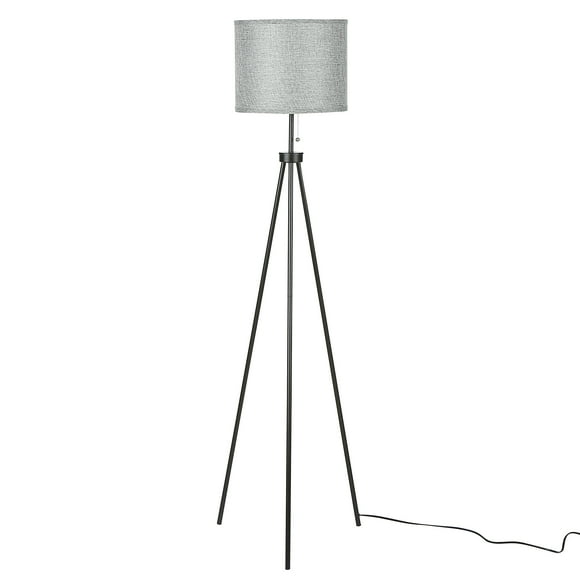 Tomshine Pulling Switch Tripod Floor Lamp Modern Design Standing Light with Linen Lampshade for Living Room Bedroom Study Room Office