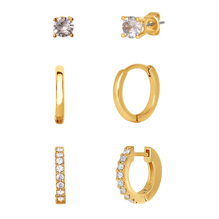 Believe by Brilliance Cubic Zirconia Earring Set, Gold photo 5