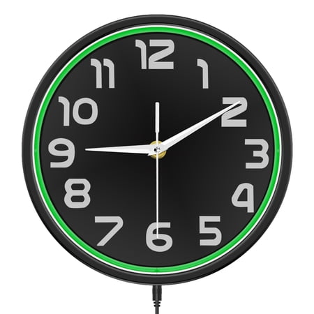 Vibrant Neon Light Wall Clock for Bar Man Cave Game Room LED Lighting Metal Frame Round Clock Industrial Retro Home Decor Watch