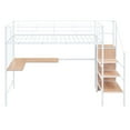 thumbnail image 3 of Tcbosik Twin Size Loft Bed with Stairs, L-Shaped Desk, Metal Loft Bed Frame with Wardrobe and ALateral Storage Ladder, High Loft Bed with Desk and Metal Grid for Kids, Teens, White, 3 of 10