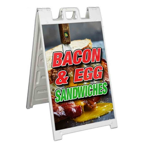 Bacon And Egg Sandwiches (24" X 36") Standard A-Frame Signicade, Includes Decal Applied To Stand