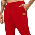 thumbnail image 3 of DPTALR Men's Solid Color High Elastic Tight-Fitting Sporty Pants,Red,Size M, 3 of 4