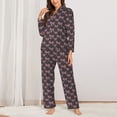 thumbnail image 2 of Fuzoiu pink bow Print Women's Long-Sleeved Pajama,Lounge Button Down Nightwear,Womens Notch Collar Pajama Set-X-Large, 2 of 7