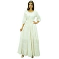 thumbnail image 1 of Bimba Women's 3/4 Sleeve Summer Cotton Maxi Dress Drawstring Waist, 1 of 8