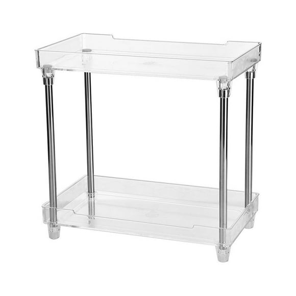 Inteprter Estante para productos básicos, estante de almacenamiento de acero inoxidable acrílico, estante de almacenamiento duradero a la moda, Almacenamiento y organización del hogar Doble capa Inteprter HA074429-01