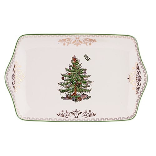 spode christmas tree dessert tray, gold