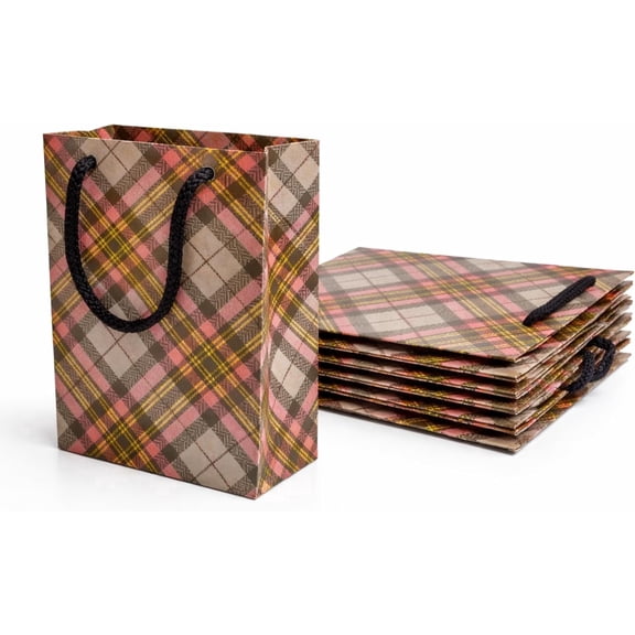 Small Gift Bags with Handles Set of 5, Decorative Paper Gift Bags for Party Favors Birthday Wedding Gifts 4.5 x 2.5 x 6 Inch