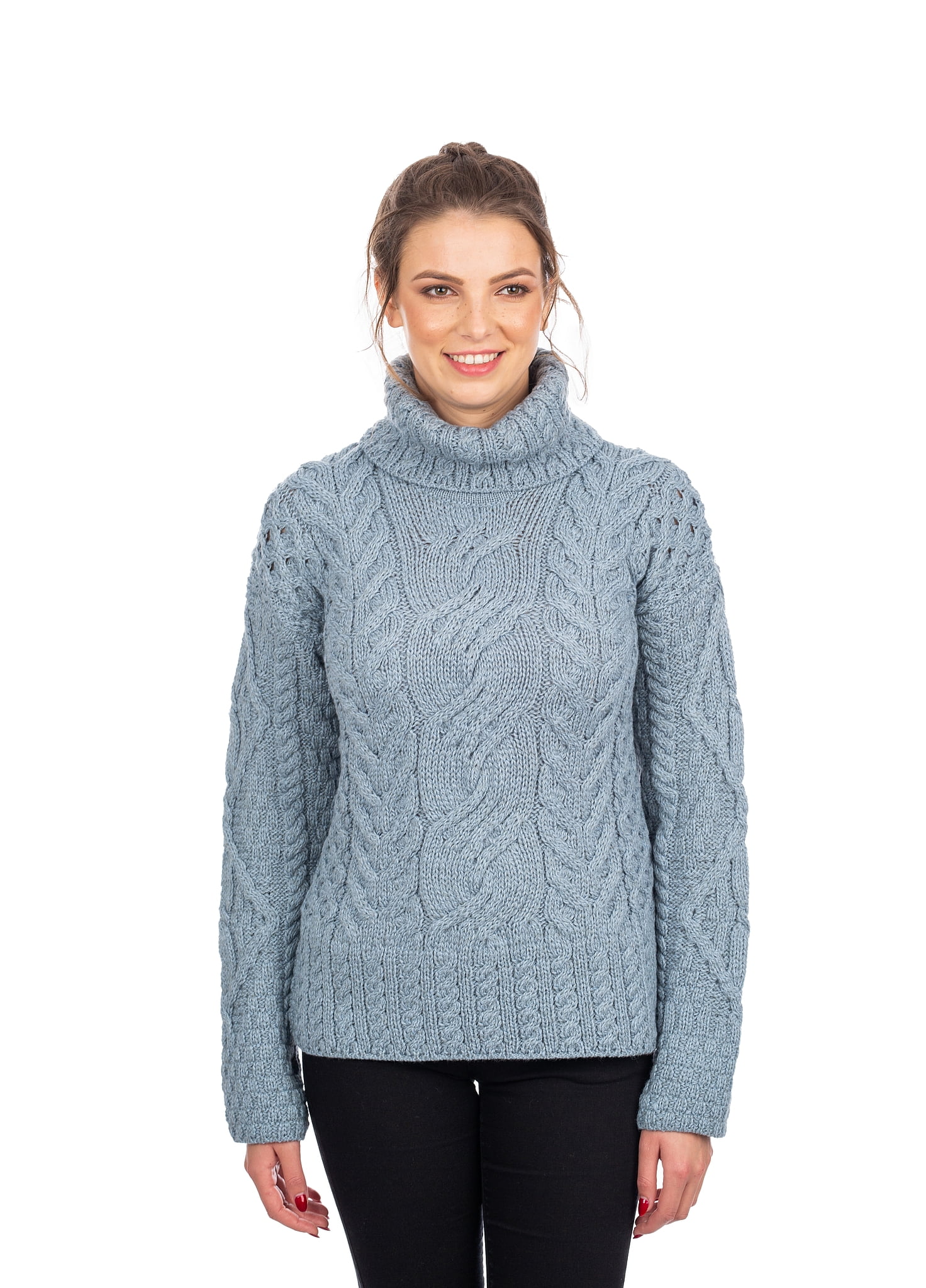 SAOL - SAOL Irish Turtleneck Sweater for Women 100% Merino Wool ...