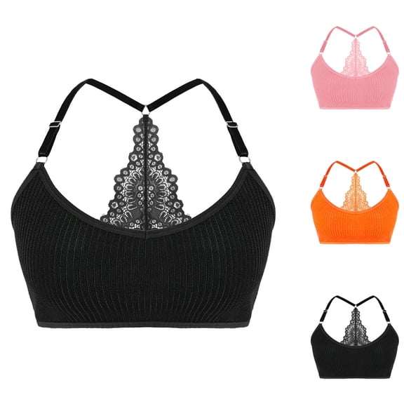 Gymayou Womens Pull On Wireless Bralette Soft Ribbed Knit No Underwire Racerback Bra Adjustable Thin Strap Comfort Bra Lounge Sleep Bras Black L