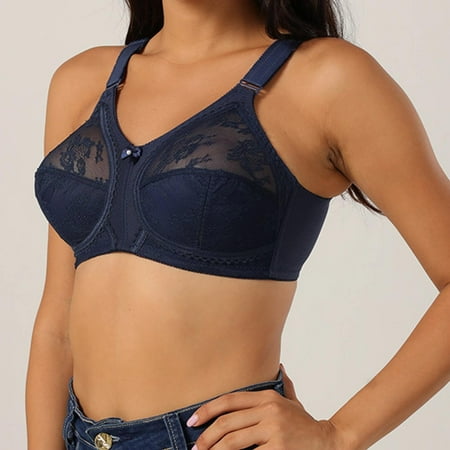 Ukumplol Womens Push Up Bras Push Up Bras for Women Lace Underwear for Women European and American Full Cup Bra Classic Sponge Lace Transparent Underwear Supportive Bras for Women Blue 90CD