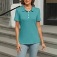 thumbnail image 2 of Womens Short Sleeve Collared Shirt Button Down Top Casual Loose Fit Summer Tee, 2 of 6