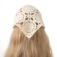 thumbnail image 4 of WZXFASHION Head Wraps for Women Crochet Knit Soft Slouchy Style Hair Bandanas with Ties for Vacation Photograph Outdoors Beige, 4 of 4