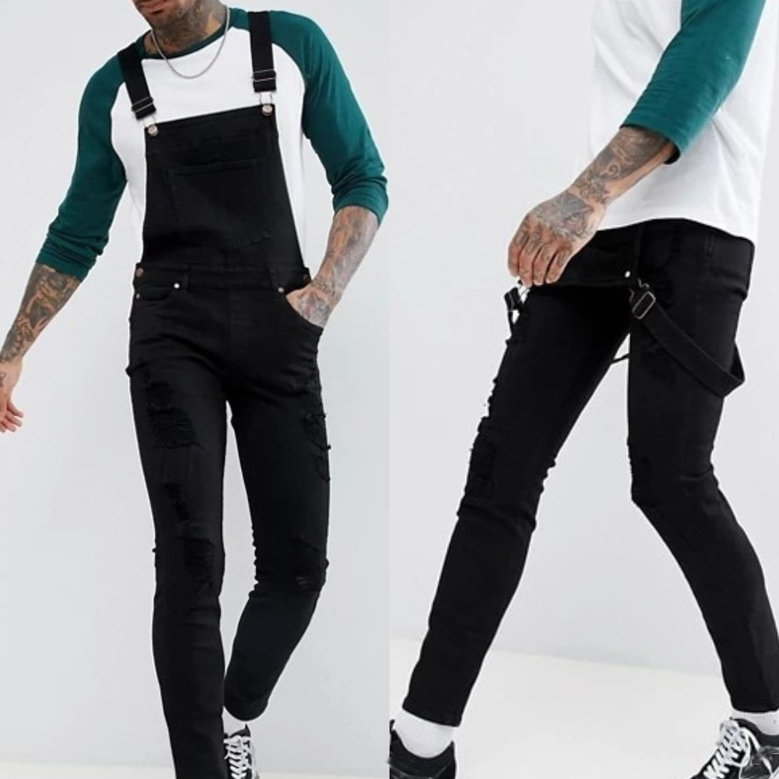 Mens Button Pocket Jeans Overall Jumpsuit Streetwear Overall Suspender Pants Walmart