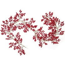 6FT Red Berry Garland, Flexible Artificial Red and Burgundy Berry Garland for Indoor Outdoor Hone Fireplace Decoration for Winter Christmas Holiday New Year Decor