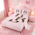 thumbnail image 2 of meiyoeat Pink Bowknot Monogram B Bed Sheets,Cheetah Print Letter Art Full Size Sheets For Girl,4-Piece,1 Flat Sheet,1 Fitted Sheet and 2 Pillowcases, 2 of 6