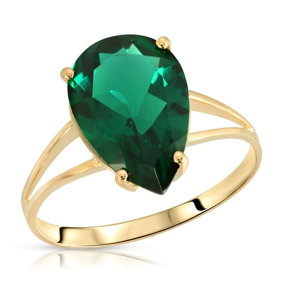 Galaxy Gold 3 Carats 14K Solid Yellow Gold Brilliant Pear Cut Emerald Solitaire Ring with Genuine Vibrant Emerald Anniversary Engagement Promise for Her Him Unisex (11)