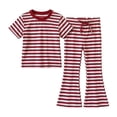 thumbnail image 2 of Amidoa Girls 2 Piece Outfits Summer Clothes T Shirt Cute Short Sleeves Casual Pants Kids Clothing Sets Red Size 5T, 2 of 7