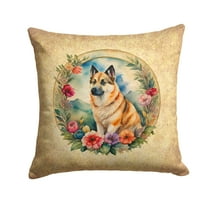 Norwegian Buhund and Flowers Throw Pillow