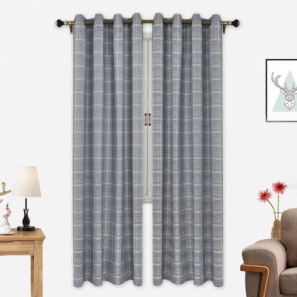Cortinas opacas a cuadros de 2 paneles, estilo rústico, para sala de estar y dormitorio.