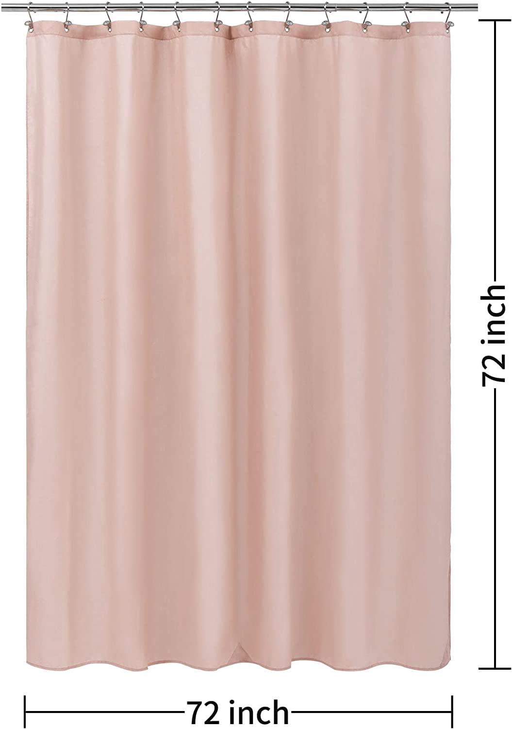 RunMin Grocery Store Pink Shower Curtain Liner Fabric with 3 Magnets - Waterproof Soft Hotel Quality Cloth Shower Curtain for Bathroom, Light-Weight & Machine Washable - Standard 72x72, Blush Pink
