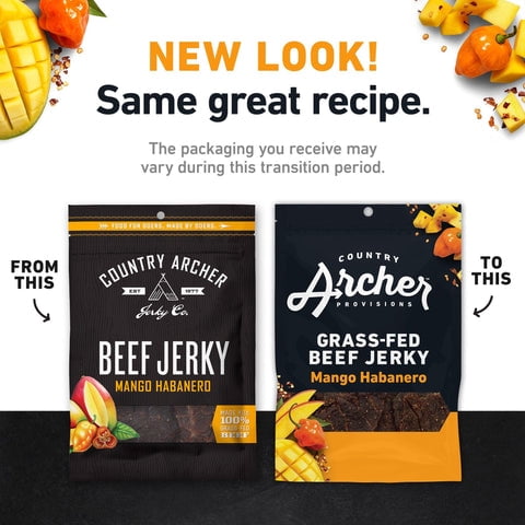 (Pack of 12), Country Archer Mango Habanero Beef Jerky, 2.5 oz