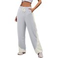 thumbnail image 1 of Gibobby pantalones de mezclilla afelpados mujer Pantalones de pierna ancha informales para mujer, pantalones de chándal de primavera y otoño, pantalones de Color sólido de cintura alta (Gris, L), 1 of 4