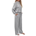 thumbnail image 3 of Conjuntos Deportivos de Dos Piezas para Mujer, Ideales para Otoño. Incluyen Sudadera con Cordón Ajustable y Pantalón Deportivo de Pierna . Gris XL, 3 of 10