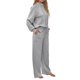 thumbnail image 3 of Conjuntos Deportivos de Dos Piezas para Mujer, Ideales para Otoño. Incluyen Sudadera con Cordón Ajustable y Pantalón Deportivo de Pierna . Gris XL, 3 of 10