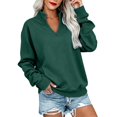 thumbnail image 4 of Womens Fuzzy Fleece Sweatshirt Fleece Plus Size V Neck Long Sleeve Tops Loose Fit Comfort Pullover Trendy Classic Shirts XS-5XL fashion clothing Green L, 4 of 9