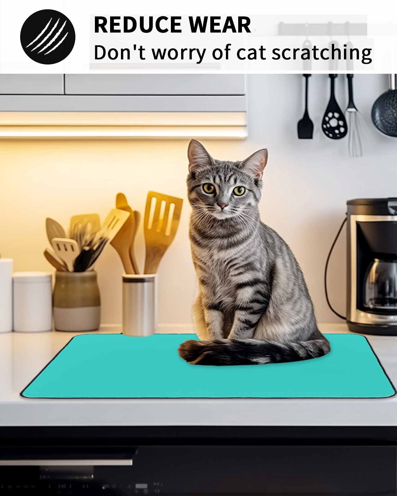Stove Top Covers for Electric Stove, Turquoise Glass Stovetop Cover Protector, Modern Pure Turquoise Induction Cooktop Protector Oven Mat for Kitchen Countertop 24"x21"