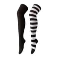thumbnail image 4 of Yuanlong Womens Thigh-High Socks Striped Mismatched Socks Over The Knee Stylish Casual Halloween Hosiery, 4 of 4