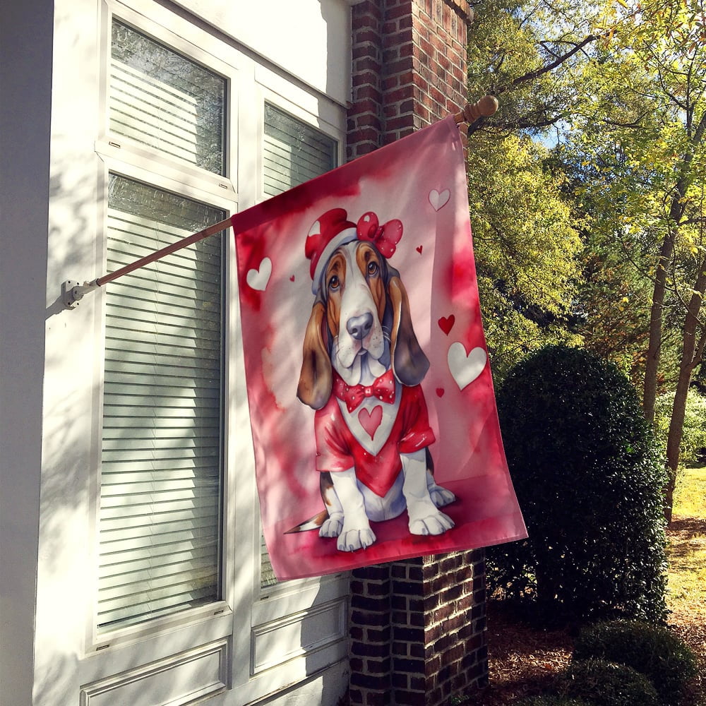 Basset Hound My Valentine House Flag 28 in x 40 in