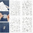 thumbnail image 1 of 4 Sheets Cartoon Animal Water Soluble Stabilizer Hand Sewing Stabilizers with Pre Printed Stick and Stitch Self Adhesive Wash Away Stabilizer for Bags Cloth Embroidery Hand Sewing Lover, 1 of 8