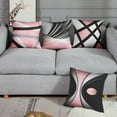 thumbnail image 4 of Set of 4 Soft Pink Throw Pillow Covers Modern Abstract Black Grey Stripes Gray White Acrylic Bold Decorative Pillow Cases Home Decor Square 16x16 Inches Pillowcases, 4 of 6