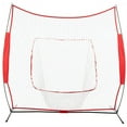 thumbnail image 4 of 7'×7' Baseball Softball Practice Net, Hitting Batting Catching Pitching Training Net with Carrying Bag, Metal Bow Frame, Practice Equipment Batting Soft Toss Pitching for Teens Children, Red, Q9410, 4 of 12