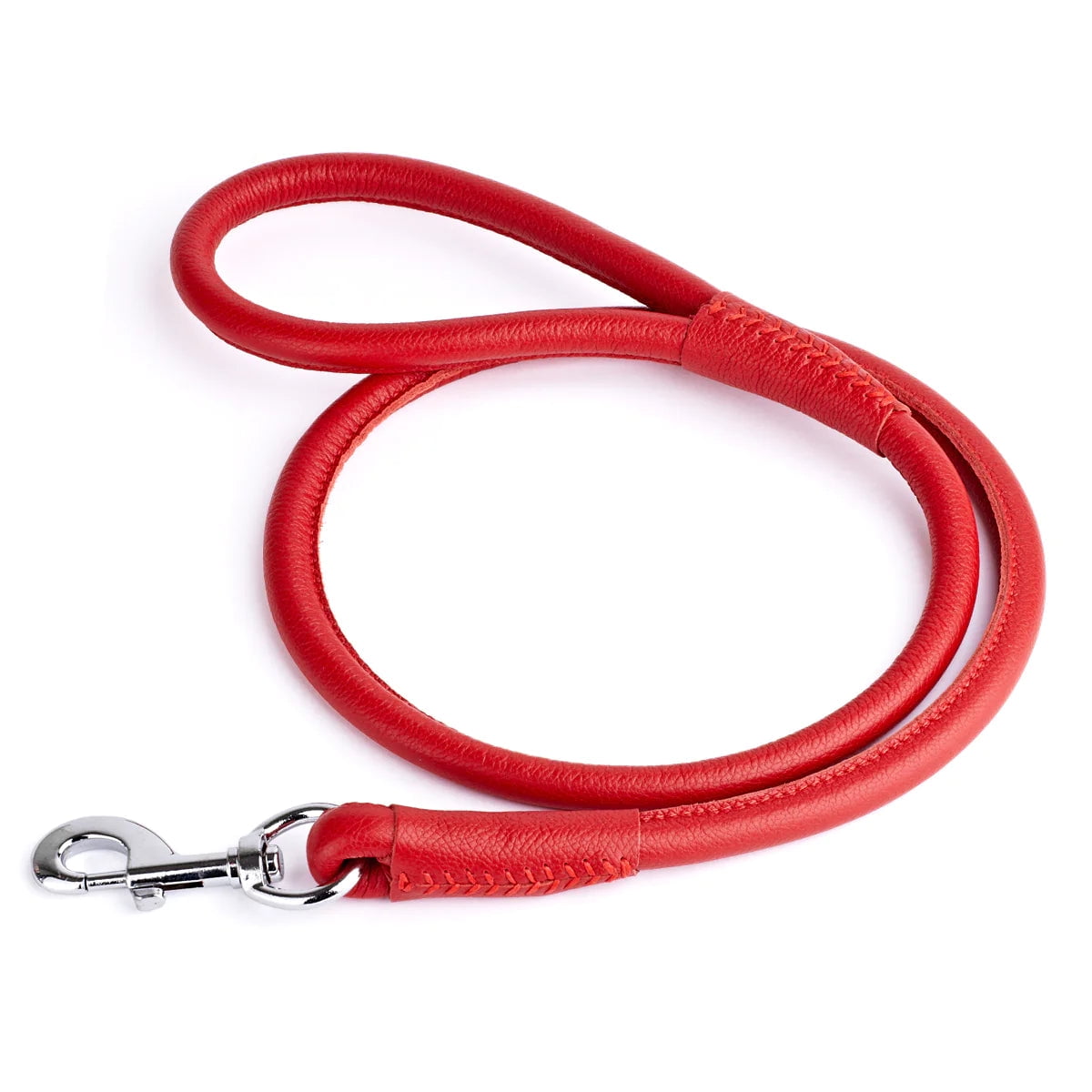 Dogline L2043-0 48 L x 0.5 W in. Round Leather Leash, Beige