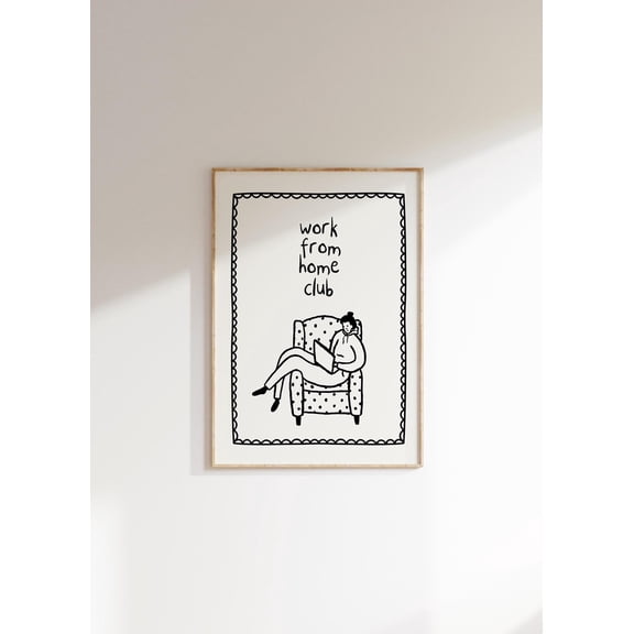Work From Home Club Office Poster, Unframed Paper Poster 8x10in