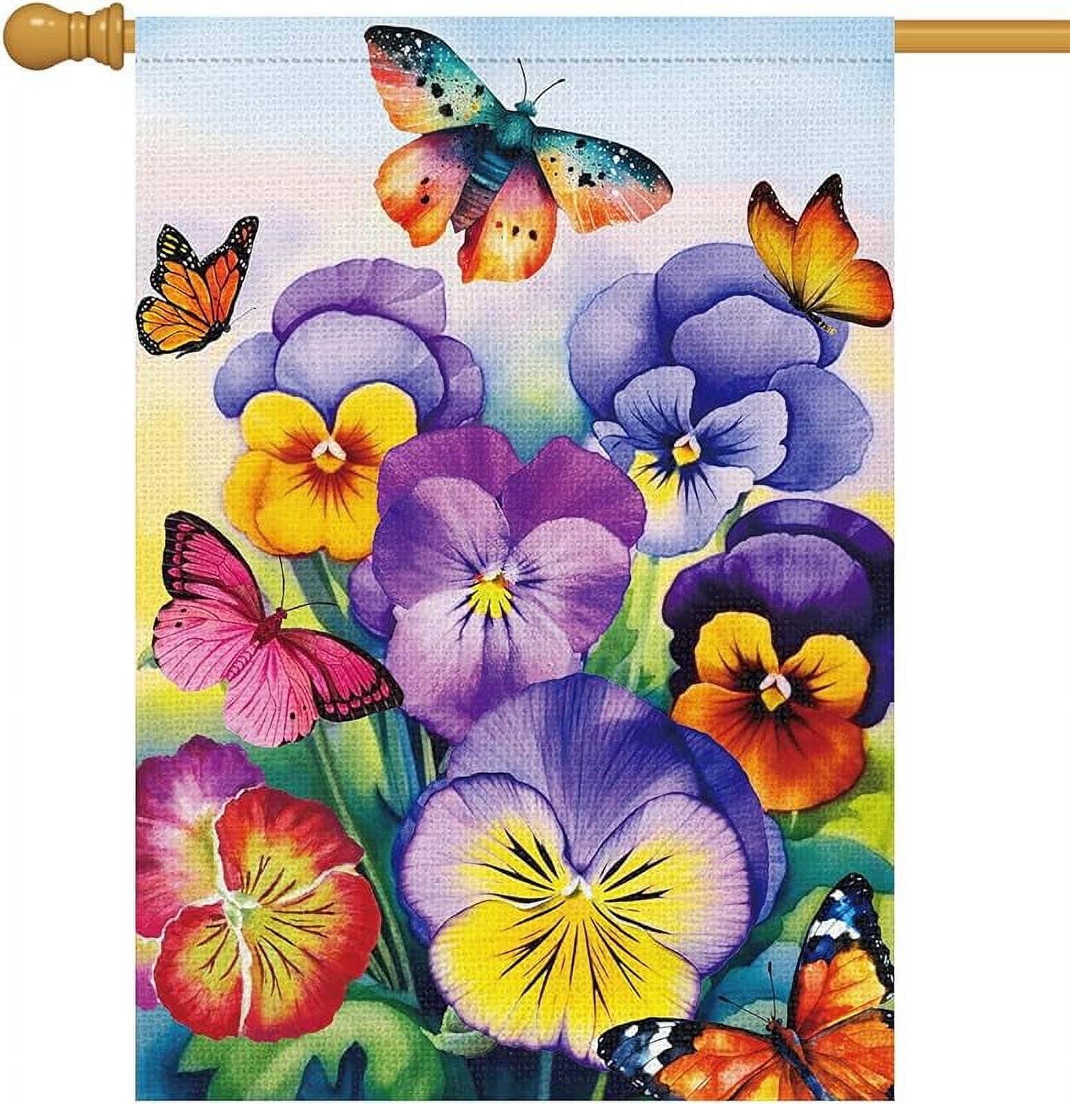 Bandera De Jardín Doble Cara Con Mariposas - 30x45 Cm, Tela Resistente, Decoración Para Primavera/verano