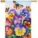thumbnail image 1 of Bandera de jardín de bienvenida a la primavera, 71 x 101 cm, doble cara, vertical, de arpillera, diseño de mariposas, pensamientos florales, para jardín, patio, casa, exterior, decoración de, 1 of 5