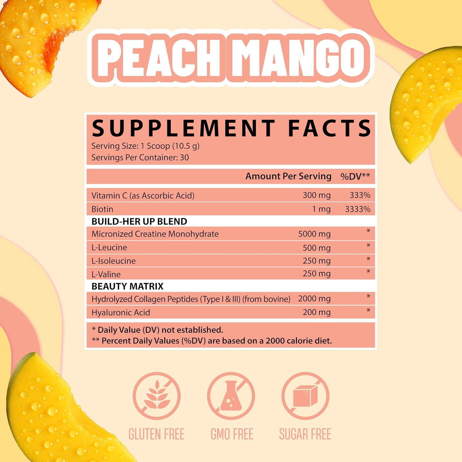 Creatine for Women Booty & Beauty – Peach Mango | 5g Creatine, 2g Collagen, BCAAs & Hyaluronic Acid for Glutes, Strength & Skin Nutrex Research 30 Servings
