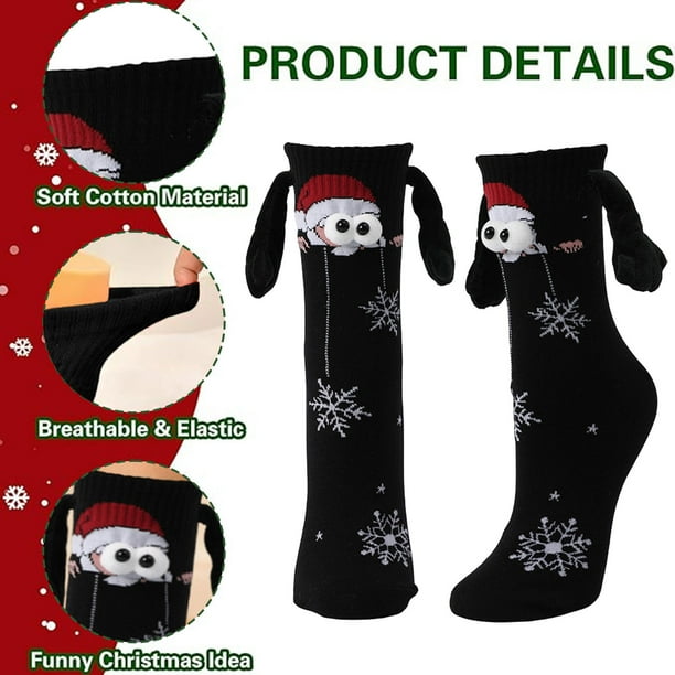 Calcetines de otoño e invierno, calcetines de mano en mano, calcetines navideños magnéticos, calcetines largos, calcetines deportivos que absorben el sudor, calcetines de mujer