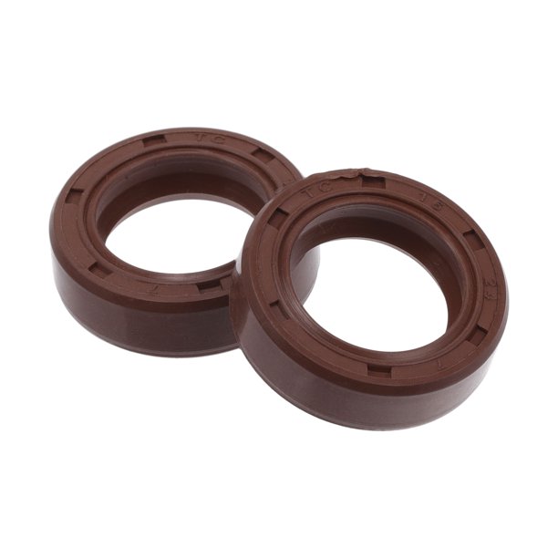 Sellos de aceite universales TC de doble labio con resorte de acero, sellos de eje rotativo de alta presión de goma FKM marrón, 2 piezas 16x24x7mm