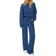 thumbnail image 2 of Sets for Women 2 Piece Lounge Sets Long Sleeve Sweatshirt and Pants Cozy Loungewear with Pockets Blue 2XL, 2 of 5