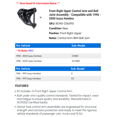 thumbnail image 2 of Front Right Upper Control Arm and Ball Joint Assembly - Compatible with 1996 - 2000 Isuzu Hombre 1997 1998 1999, 2 of 2