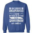 thumbnail image 2 of OXI Crewneck Sweatshirt - I am Currently Unsupervised, Basic Casual Sweatshirts for Men's and Women Fleece Sweatshirt Long Sleeve - Indigo Blue 2X-Large, 2 of 2