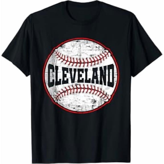 Baseball Lover Men Women Vintage Cleveland Cityscape T-Shirt